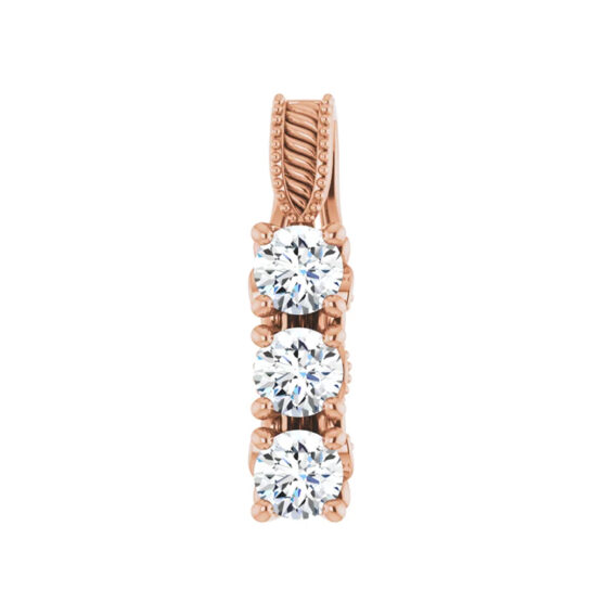 Diamond Pendant, Three-Stone Lab-Grown Style - 86845 - Image 2
