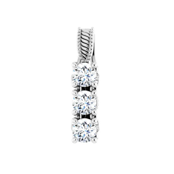 Diamond Pendant, Three-Stone Lab-Grown Style - 86845 - Image 3
