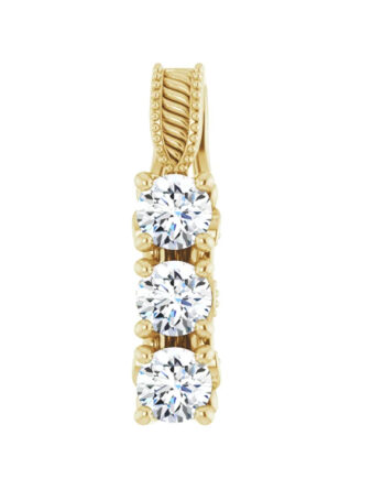 Diamond Pendant, Three-Stone Lab-Grown Style - 86845
