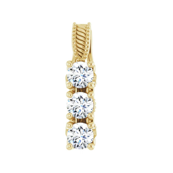 Diamond Pendant, Three-Stone Lab-Grown Style - 86845