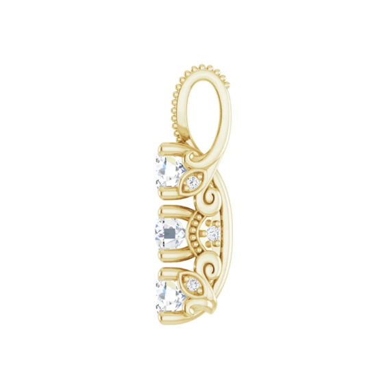 Diamond Pendant, Three-Stone Lab-Grown Style - 86845 - Image 4