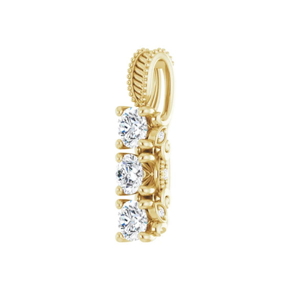 Diamond Pendant, Three-Stone Lab-Grown Style - 86845 - Image 5