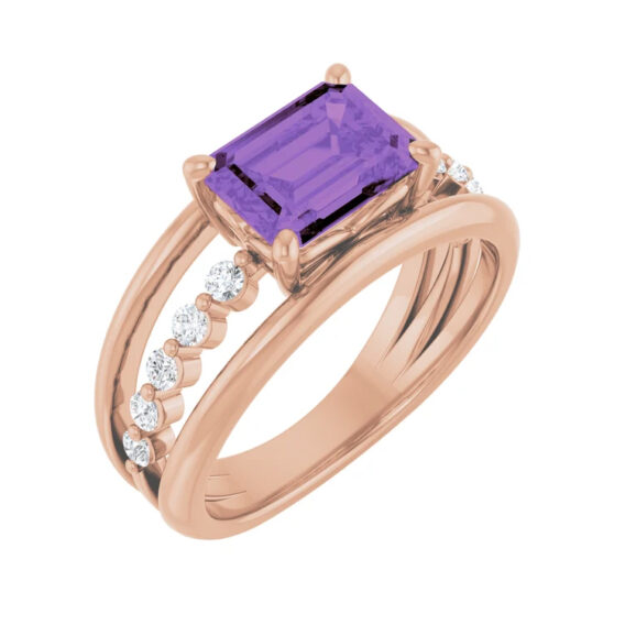 Amethyst and Diamond Accented Negative Space Fashion Ring - 72059 - Image 3