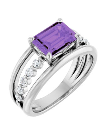 Amethyst and Diamond Accented Negative Space Fashion Ring - 72059