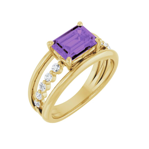 Amethyst and Diamond Accented Negative Space Fashion Ring - 72059 - Image 5