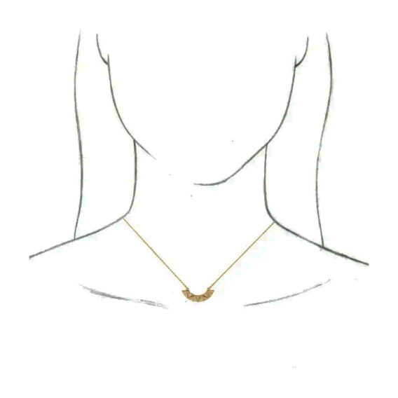 Bar Necklace, Curved Bar With Geometric Design - 86770 - Image 5