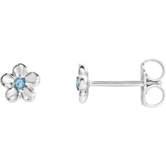 Youth Flower Birthstone Stud Earrings  - 86737 - Image 14