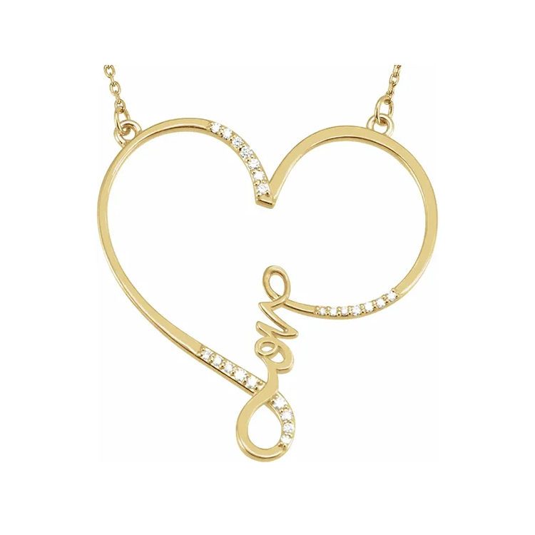 Love Diamond  Heart Necklace - 85506 - Image 3