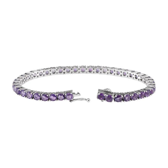 Natural Amethyst or Natural Sky Blue Topaz Line Bracelet - 651205 - Image 2