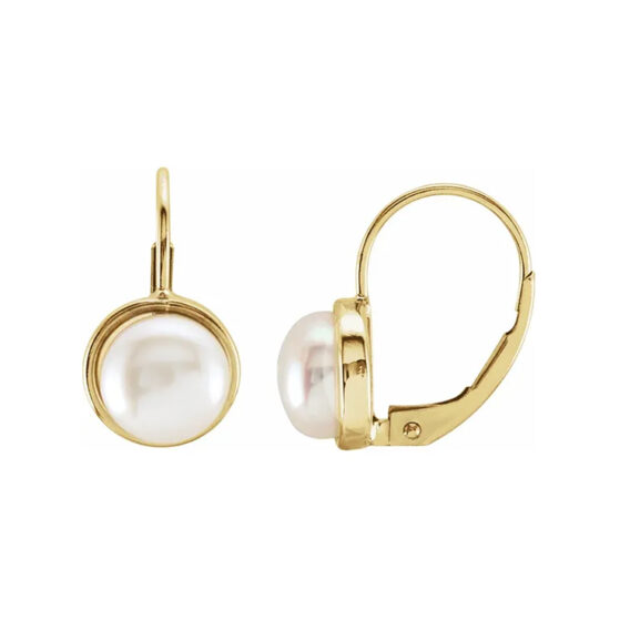 Pearl Drop Earrings, Freshwater Cultured Pearls, Leverback Drop Earrings - 20249 POPULAR CHOICE