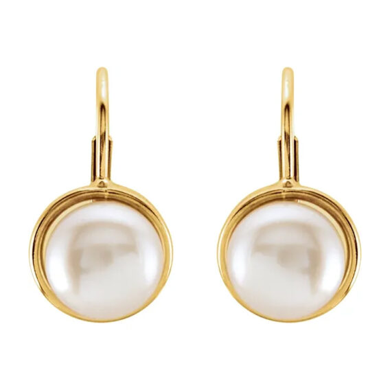 Pearl Drop Earrings, Freshwater Cultured Pearls, Leverback Drop Earrings - 20249 POPULAR CHOICE - Image 2