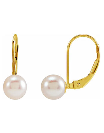Drop Earrings, Akoya Cultured Pearl Leverback Style - 61060