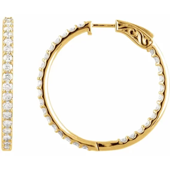 Diamond Hoop Earrings 650183 - Image 3