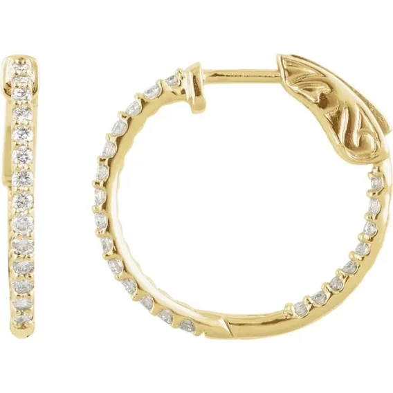 Diamond Hoop Earrings 650183 - Image 6