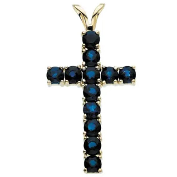 Cross Pendant, Diamonds, Natural Ruby, Blue and Sapphire Stone Options - R8041R - Image 2