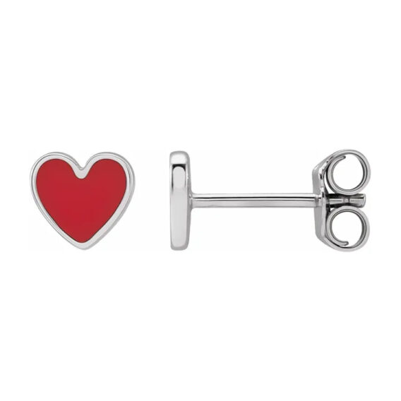Enamel Heart Earrings - 688831 - Image 4