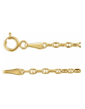 Chain Necklace, 1.8mm Hollow Diamond Cut Anchor Style - CH1116