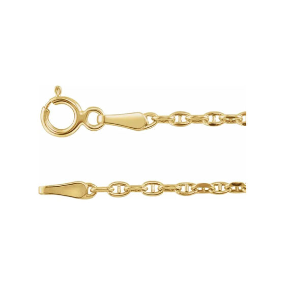Chain Necklace, 1.8mm Hollow Diamond Cut Anchor Style - CH1116
