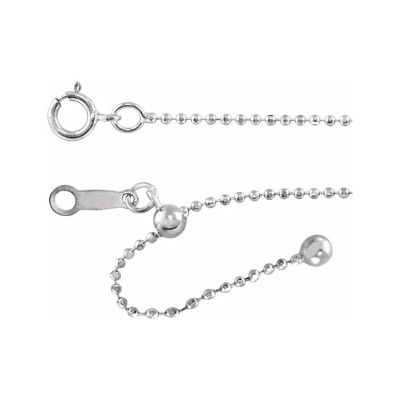 Adjustable Chain Necklace, 1mm Bead Chain - CH1119 - Image 2