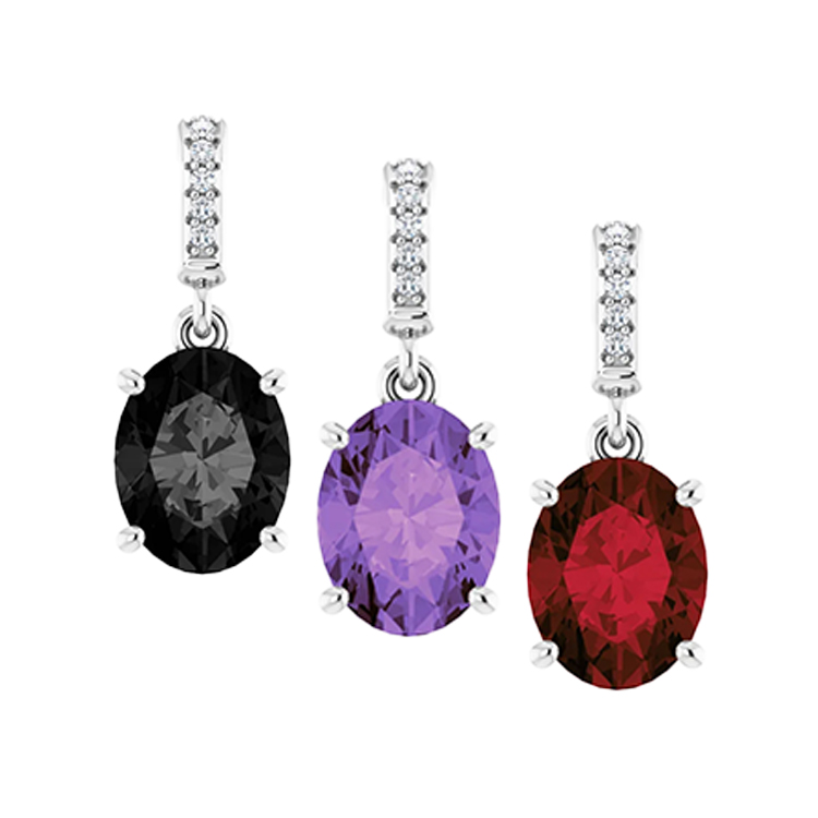 Amethyst, Black Onyx or Mozambique Garnet Gemstone and Diamond Pendant 85655