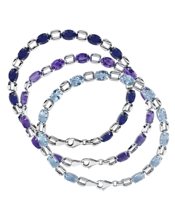Blue Sapphire, Amethyst, Sky Blue Topaz Line Bracelet 651203