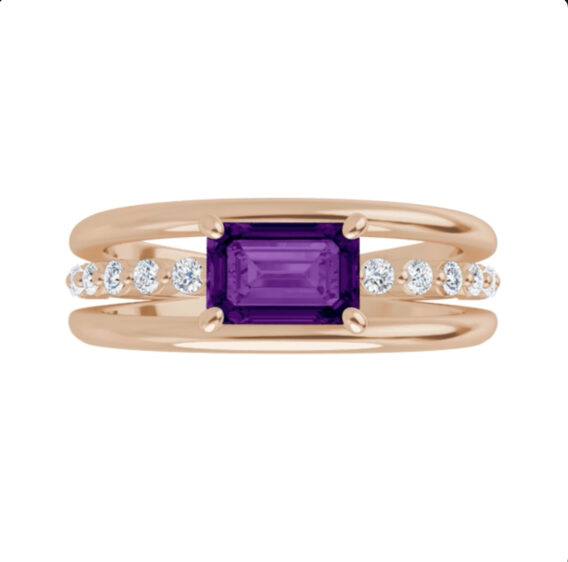 Amethyst and Diamond Accented Negative Space Fashion Ring - 72059 - Image 4