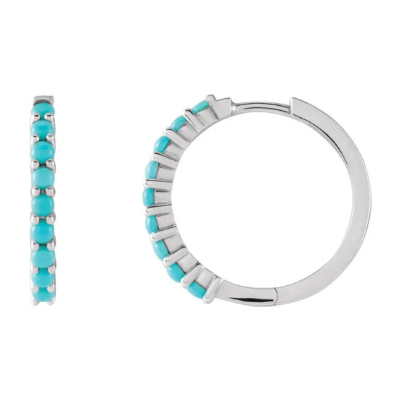 Gemstone Hoop Earrings - 87181 - Image 5