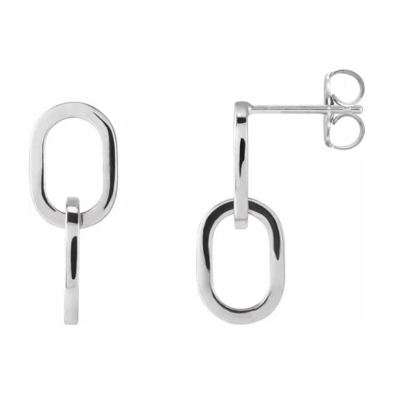 Dangle Earrings, Interlocking Oval Design - 88127 - Image 4