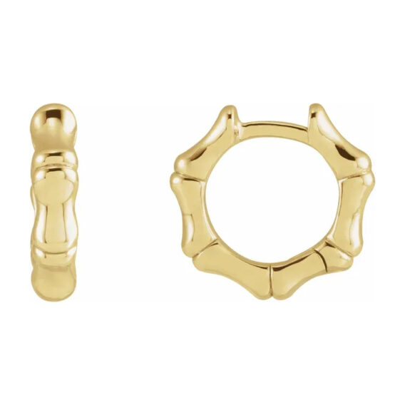 Hoop Earrings, Bamboo inspired Design - 88147 - Image 2