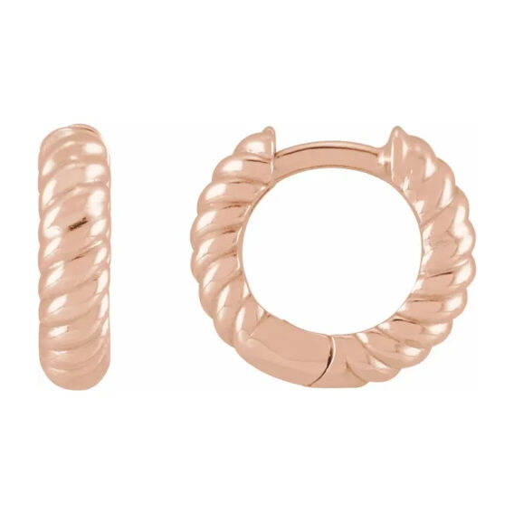 Hoop Earrings, Hinged, Rope Design - 88109 - Image 2