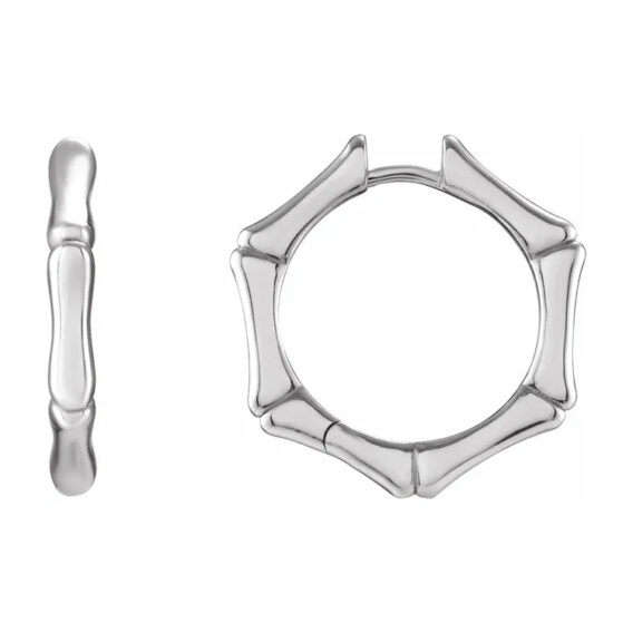 Hoop Earrings, Bamboo inspired Design - 88147 - Image 6