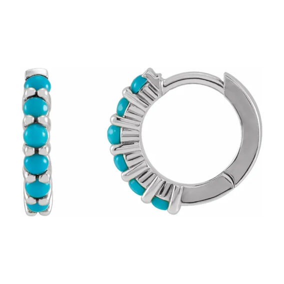 Gemstone Hoop Earrings - 87181 - Image 9