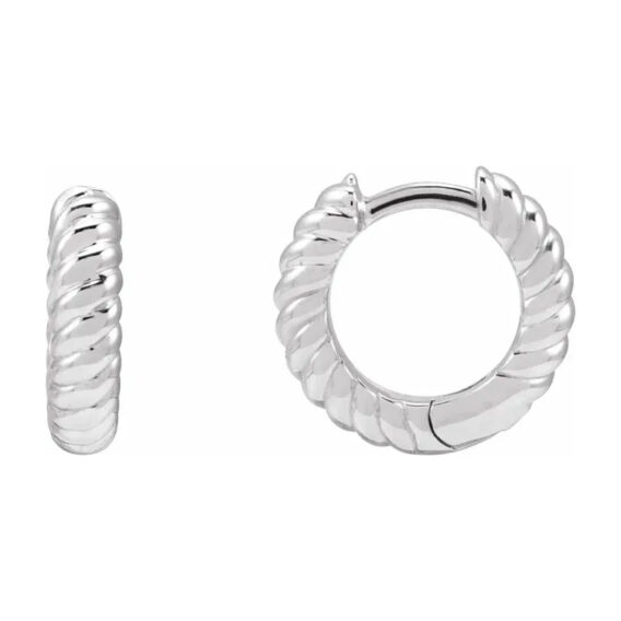 Hoop Earrings, Hinged, Rope Design - 88109 - Image 3