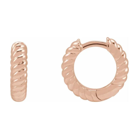 Hoop Earrings, Hinged, Rope Design - 88109 - Image 4