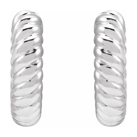 Hoop Earrings, Hinged, Rope Design - 88109 - Image 5