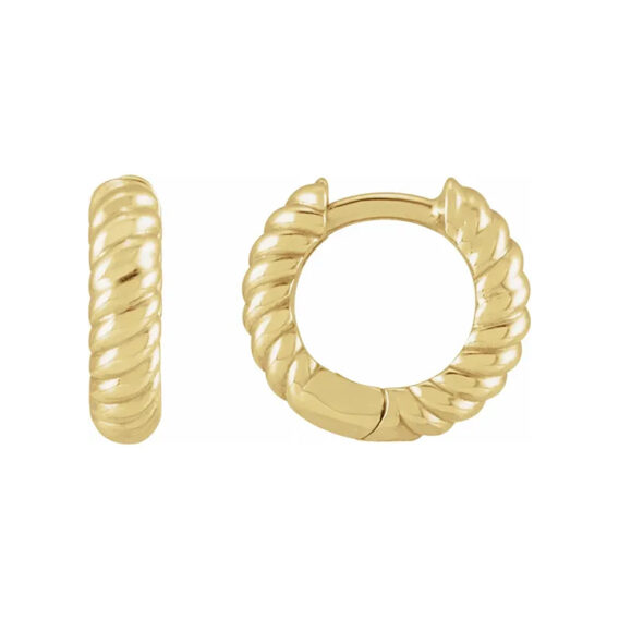 Hoop Earrings, Hinged, Rope Design - 88109