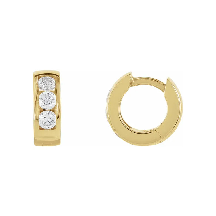 Huggie Hoop Earrings, Lab-Grown Diamonds - 88108 - Image 6