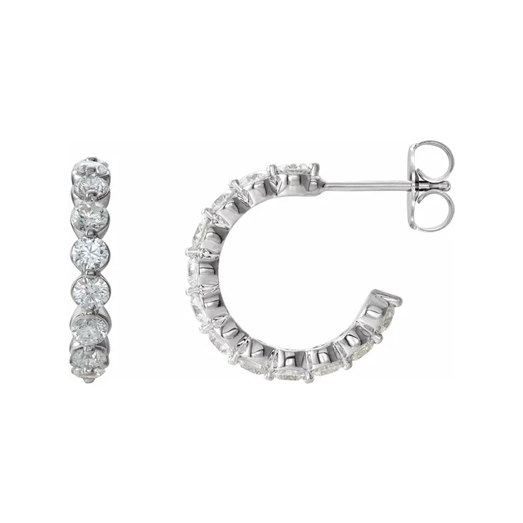 Diamond Hoop Earrings 86886 - Image 2
