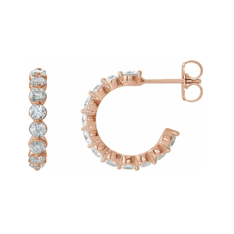 Diamond Hoop Earrings 86886 - Image 3