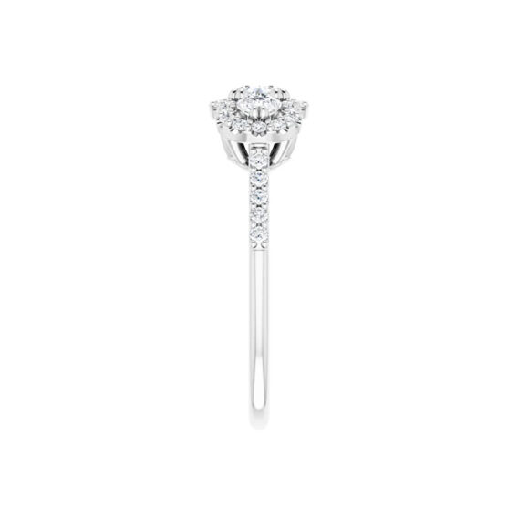 Engagement Ring, Three Stone Halo Natural Diamond - 67390 - Image 4