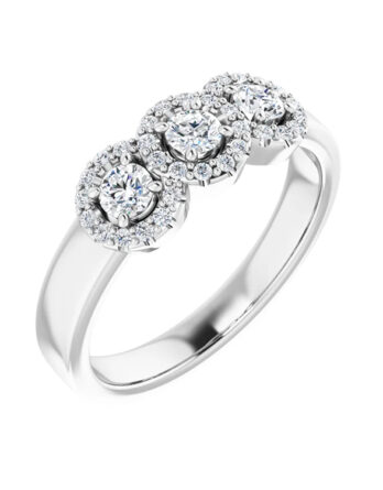 Three-Stone Halo-Style Diamond Engagement Ring 122832