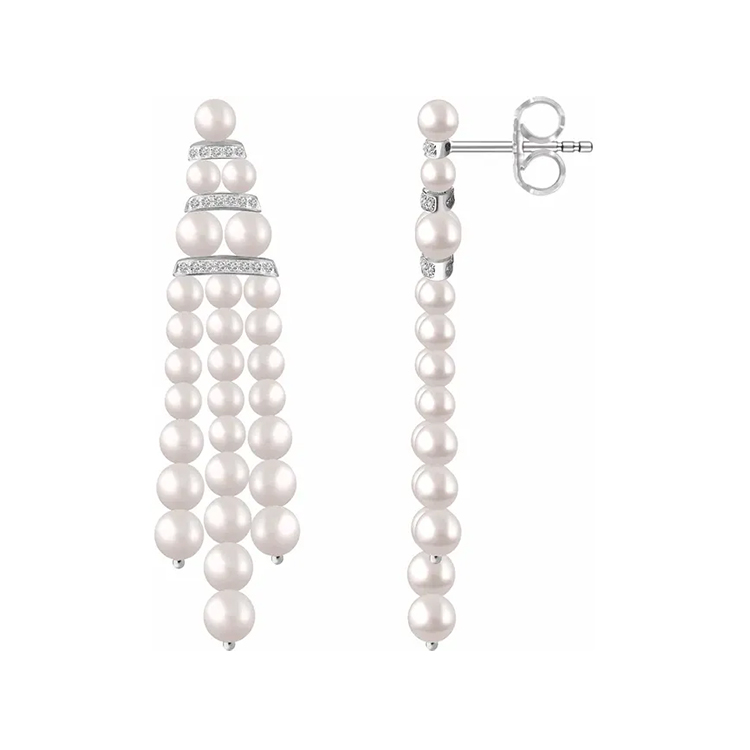Chandelier Earrings, Diamonds and Pearls - 652953