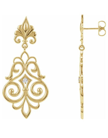 Chandelier Earrings Diamond Fleur de Lis Style - 85622