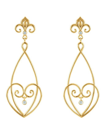 Chandelier Earrings. Natural Diamond Fleur-de-lis Style - 85624