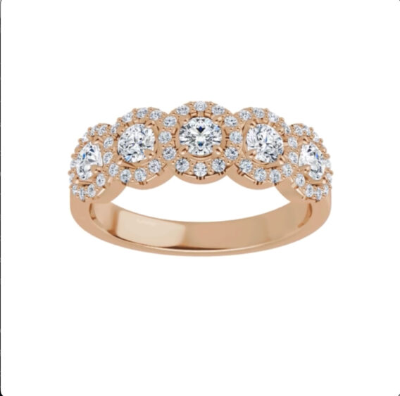 Five-Stone Halo-Style Diamond Anniversary Band 122830 - Image 5