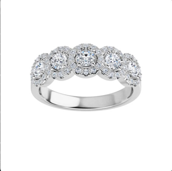 Five-Stone Halo-Style Diamond Anniversary Band 122830 - Image 4