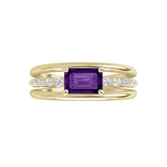 Amethyst and Diamond Accented Negative Space Fashion Ring - 72059 - Image 6