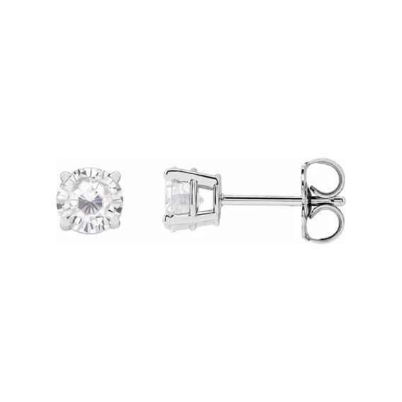 Lab-Grown Moissanite 4-prong Stud Earrings - 1874M - Image 3
