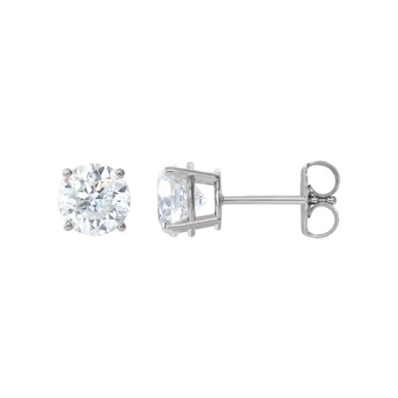 Lab-Grown Moissanite 4-prong Stud Earrings - 1874M - Image 4