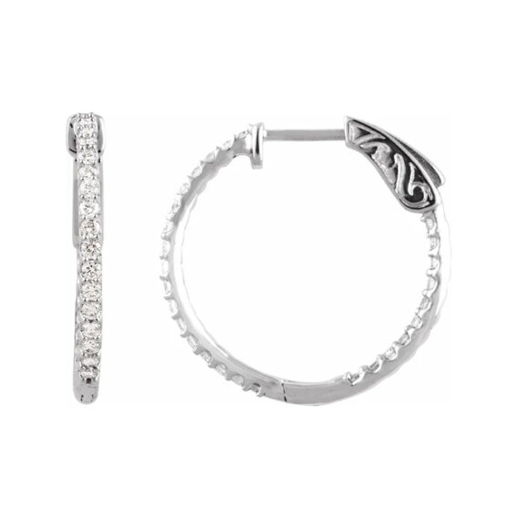 Rhodium-Plated Sterling Silver Hoop Earrings - 650183SS - Image 2
